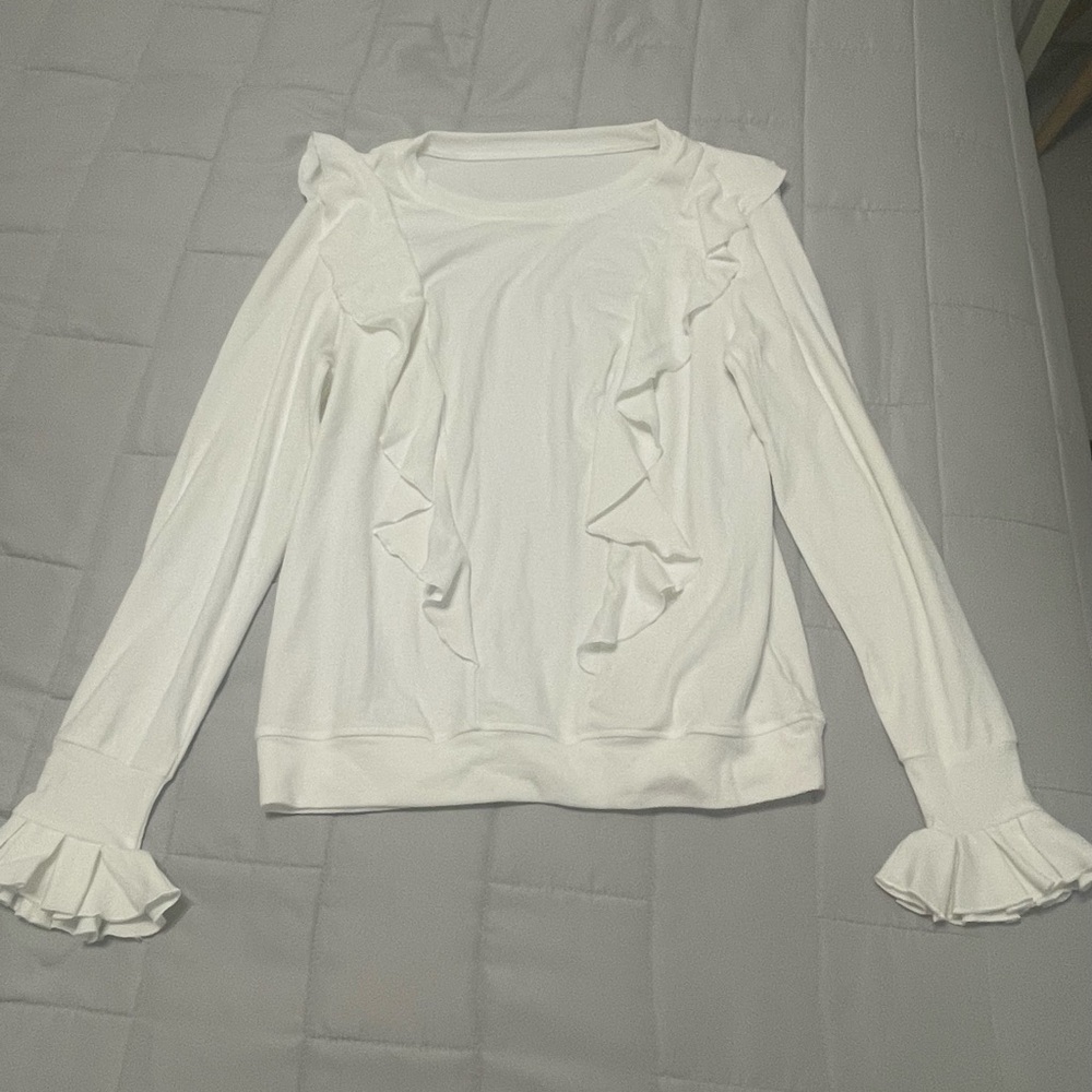 SHEIN Long Sleeve Ruffle Tee